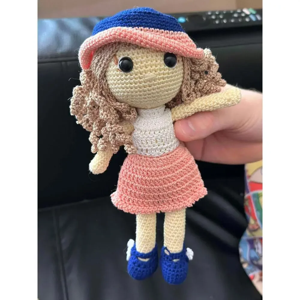 Fashion City Girl Doll Crochet Pearl Dress Handmade Plush Amigurumi